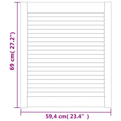 vidaXL Schranktüren Lamellen-Design 4 Stk. Weiß 69x59,4 cm Massivholz