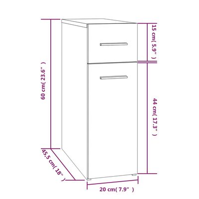 vidaXL Apothekerschrank Braun Eichen-Optik 20x45,5x60 cm Holzwerkstoff