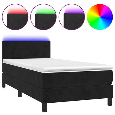 vidaXL Boxspringbett mit Matratze & LED Schwarz 80x200 cm Samt