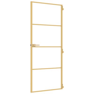 vidaXL Innentür Schlank Golden 83x201,5 cm Hartglas und Aluminium