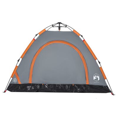 vidaXL Campingzelt 3 Personen Grau und Orange Quick Release