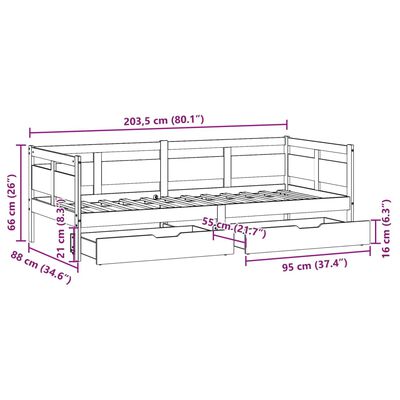 vidaXL Tagesbett mit Schubladen 80x200 cm Massivholz Kiefer