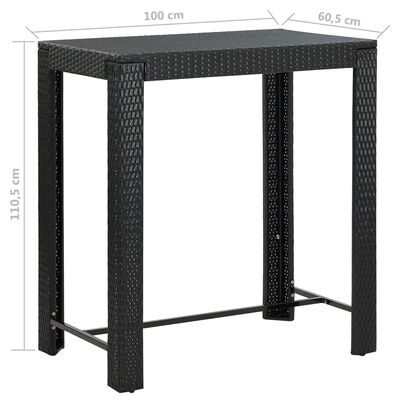 vidaXL 5-tlg. Gartenbar-Set mit Kissen Poly Rattan Schwarz