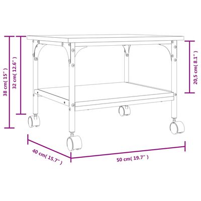 vidaXL Druckerständer 2 Ablagen Braun Eichen-Optik 50x40x38 cm