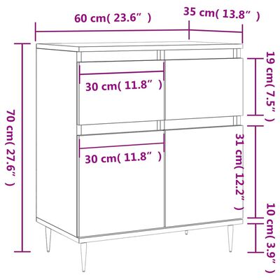 vidaXL Sideboard Braun Eichen-Optik 60x35x70 cm Holzwerkstoff