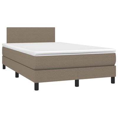 vidaXL Boxspringbett mit Matratze Taupe 120x200 cm Stoff