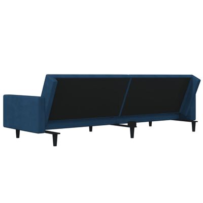 vidaXL Schlafsofa 2-Sitzer mit 2 Kissen Blau Samt