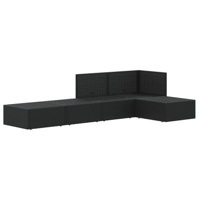 vidaXL 5-tlg. Garten-Lounge-Set mit Kissen Schwarz Poly Rattan