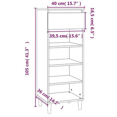 vidaXL Schuhschrank Betongrau 40x36x105 cm Holzwerkstoff