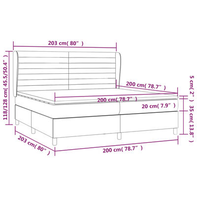 vidaXL Boxspringbett mit Matratze Schwarz 200x200 cm Stoff