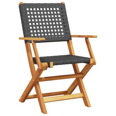 vidaXL 3-tlg. Bistro-Set Schwarz Poly Rattan und Massivholz