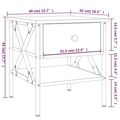 vidaXL Nachttische 2 Stk. Grau Sonoma 40x42x45 cm Holzwerkstoff