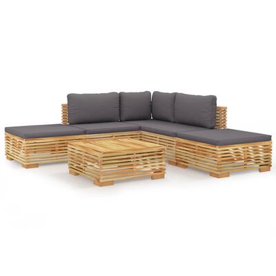 vidaXL 6-tlg. Garten-Lounge-Set mit Kissen Massivholz Teak