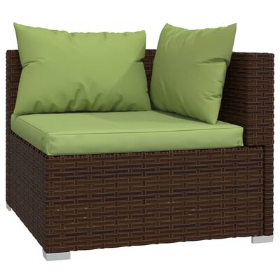 vidaXL 11-tlg. Garten-Lounge-Set mit Kissen Braun Poly Rattan