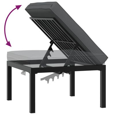 vidaXL Gartenhocker mit Kissen Schwarz Aluminium