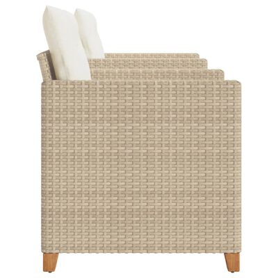 vidaXL 3-tlg. Bistro-Set mit Kissen Beige Poly Rattan Akazienholz