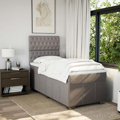 vidaXL Boxspringbett mit Matratze Taupe 90x190 cm Stoff