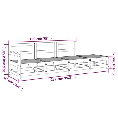 vidaXL 4-tlg. Garten-Lounge-Set Massivholz Kiefer