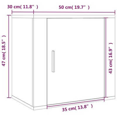 vidaXL Wand-Nachttische 2 Stk. Braun Eichen-Optik 50x30x47 cm