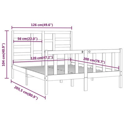 vidaXL Massivholzbett Kiefer 120x200 cm