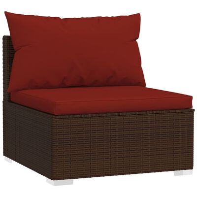 vidaXL 14-tlg. Garten-Lounge-Set mit Kissen Braun Poly Rattan