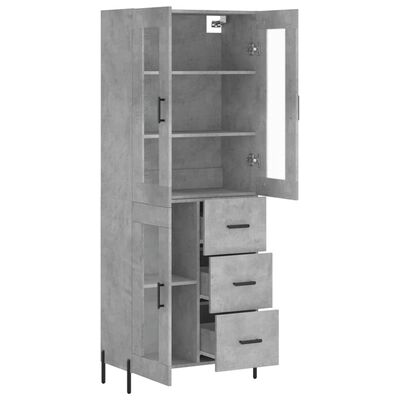 vidaXL Highboard Betongrau 69,5x34x180 cm Holzwerkstoff