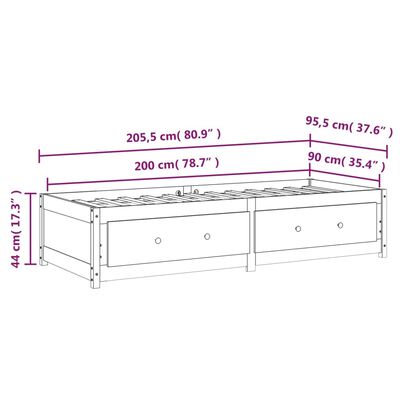 vidaXL Tagesbett Honigbraun 90x200 cm Massivholz Kiefer