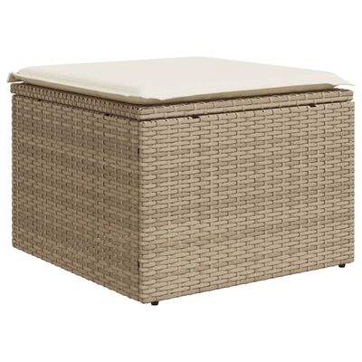 vidaXL 9-tlg. Garten-Sofagarnitur mit Kissen Beige Poly Rattan