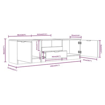 vidaXL TV-Schrank Weiß 140x35x40 cm Holzwerkstoff