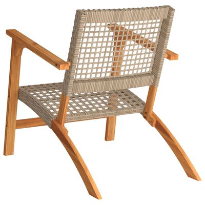 vidaXL Gartenstühle 2 Stk. Beige Poly Rattan und Akazienholz