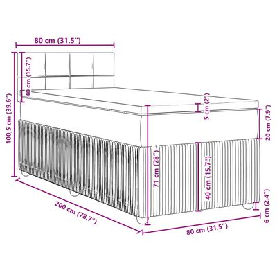 vidaXL Boxspringbett mit Matratze Dunkelbraun 80x200 cm Stoff