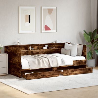 vidaXL Tagesbett mit Schubladen Räuchereiche 75x190 cm Holzwerkstoff