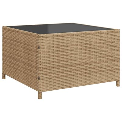 vidaXL Gartensofa in L-Form mit Tisch und Kissen Beige Poly Rattan