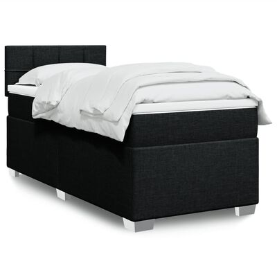 vidaXL Boxspringbett mit Matratze Schwarz 90x190 cm Stoff