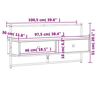 vidaXL TV-Wandschrank Grau Sonoma 100,5x30x51 cm Holzwerkstoff