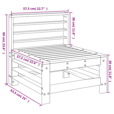 vidaXL Garten-Mittelsofa Weiß Massivholz Kiefer