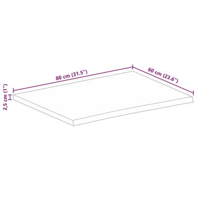 vidaXL Tischplatte mit Baumkante 80x60x2,5 cm Massivholz Mango