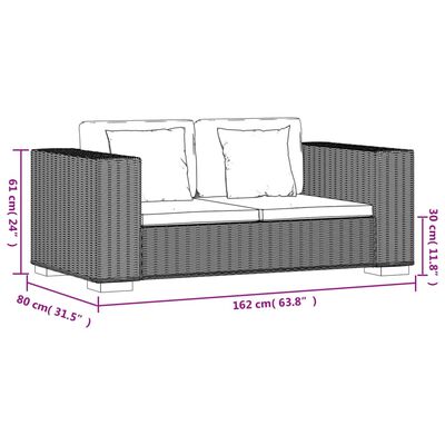 vidaXL 2-Sitzer Sofa Echtes Rattan