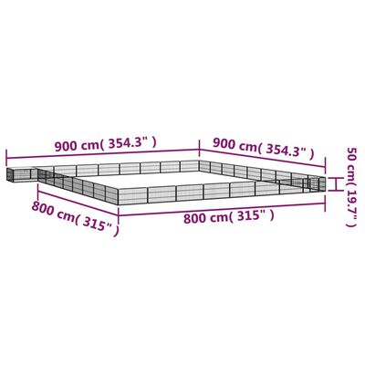 vidaXL 36-tlg. Hundelaufstall Schwarz 100x50cm Stahl Pulverbeschichtet