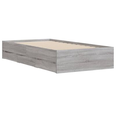 vidaXL Bettgestell mit Schubladen Grau Sonoma 90x190 cm Holzwerkstoff