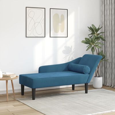 vidaXL Chaiselongue mit Kissen Blau Samt