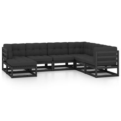 vidaXL 7-tlg. Garten-Lounge-Set mit Kissen Massivholz Kiefer