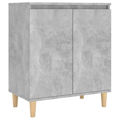 vidaXL Sideboard mit Massivholz-Beinen Betongrau 60x35x70 cm