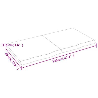 vidaXL Tischplatte Hellbraun 120x60x(2-4)cm Massivholz Eiche Behandelt