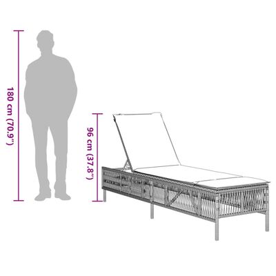 vidaXL Sonnenliegen mit Auflagen 2 Stk. Braun Poly Rattan