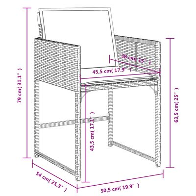 vidaXL 11-tlg. Garten-Essgruppe mit Kissen Beigemischung Poly Rattan