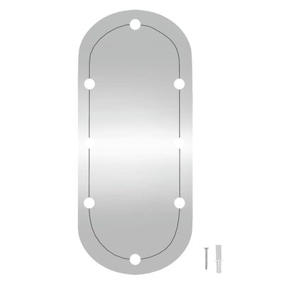 vidaXL Wandspiegel mit LED-Leuchten 45x100 cm Glas Oval