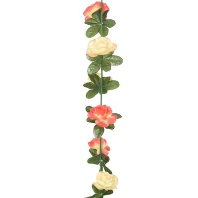 vidaXL Weihnachtskränze Blumen 6 Stk. Rosarot Champagnerfarben 215 cm