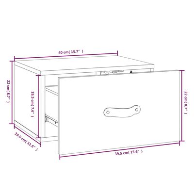 vidaXL Wand-Nachttische 2 Stk. 40x29,5x22 cm