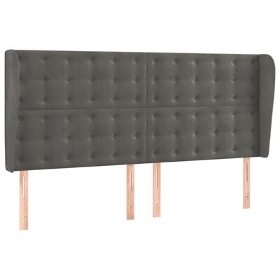 vidaXL Kopfteil mit Ohren Dunkelgrau 163x23x118/128 cm Samt